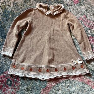 Max Studio Baby Tan and White Knit Pumpkin Dress